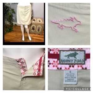Horny Toad (Toad & Co) Casual Cotton Blend Cargo Hiking Outdoors Skirt Cream 6